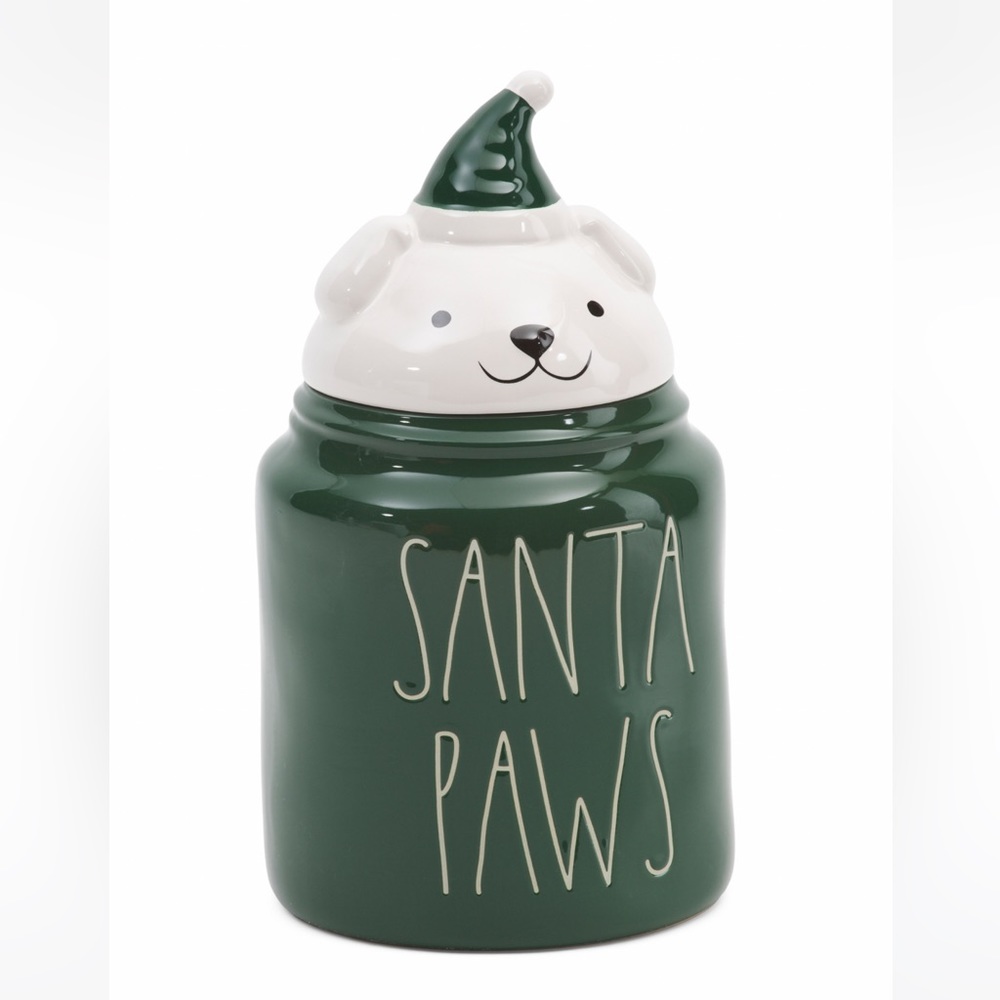 NEW Rae Dunn SANTA PAWS Christmas Ceramic Dog Canister